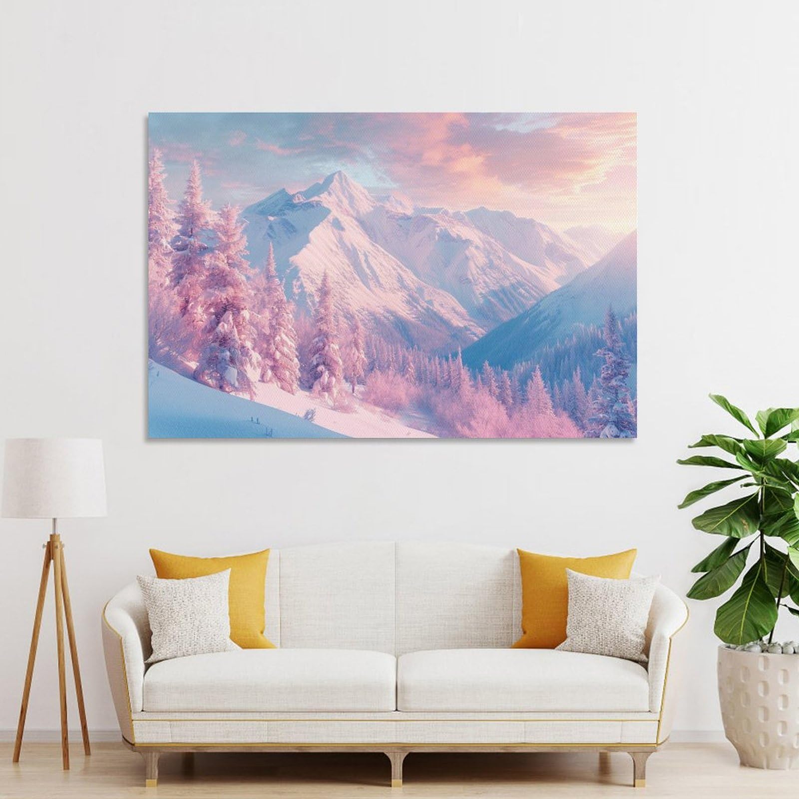 Amazon.co.jp: 絵画 冬の雪山の風景インテリア 絵画 魅力的な